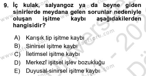 Özel Gereksinimli Bireyler İçin Afet ve Acil Durum Yönetimi Dersi 2021 - 2022 Yılı (Vize) Ara Sınavı 9. Soru