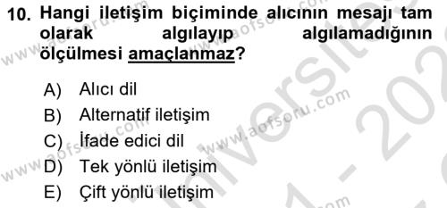 Özel Gereksinimli Bireyler İçin Afet ve Acil Durum Yönetimi Dersi 2021 - 2022 Yılı Yaz Okulu Sınavı 10. Soru