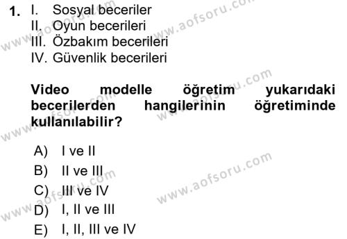 Özel Gereksinimli Bireyler İçin Afet ve Acil Durum Yönetimi Dersi 2022 - 2023 Yılı Yaz Okulu Sınavı 1. Soru