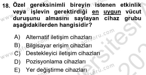 Özel Gereksinimli Bireyler İçin Afet ve Acil Durum Yönetimi Dersi 2022 - 2023 Yılı Yaz Okulu Sınavı 18. Soru