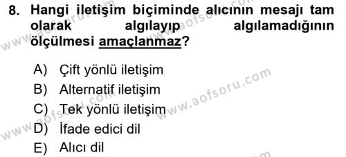 Özel Gereksinimli Bireyler İçin Afet ve Acil Durum Yönetimi Dersi 2022 - 2023 Yılı Yaz Okulu Sınavı 8. Soru