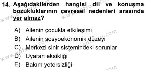 Özel Gereksinimli Bireyler İçin Afet ve Acil Durum Yönetimi Dersi 2023 - 2024 Yılı (Vize) Ara Sınavı 14. Soru