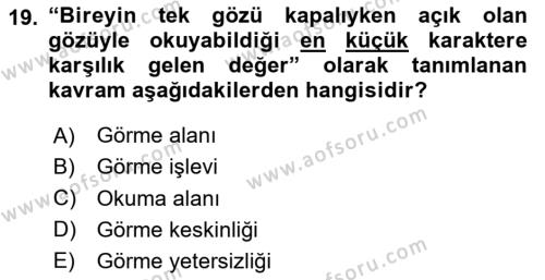 Özel Gereksinimli Bireyler İçin Afet ve Acil Durum Yönetimi Dersi 2023 - 2024 Yılı (Vize) Ara Sınavı 19. Soru