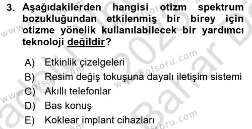 Özel Gereksinimli Bireyler İçin Afet ve Acil Durum Yönetimi Dersi 2023 - 2024 Yılı (Vize) Ara Sınavı 3. Soru