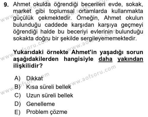 Özel Gereksinimli Bireyler İçin Afet ve Acil Durum Yönetimi Dersi 2023 - 2024 Yılı (Vize) Ara Sınavı 9. Soru