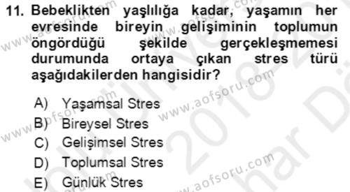 Acil Çağrı Yönetimi Dersi 2018 - 2019 Yılı (Vize) Ara Sınavı 11. Soru