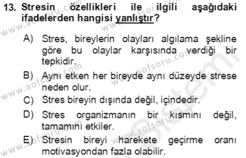 Acil Çağrı Yönetimi Dersi 2018 - 2019 Yılı (Vize) Ara Sınavı 13. Soru