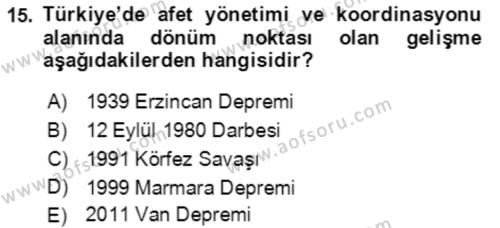 Acil Çağrı Yönetimi Dersi 2021 - 2022 Yılı (Vize) Ara Sınavı 15. Soru