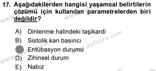 Afet Yönetiminde Sağlık Hizmetleri Dersi 2023 - 2024 Yılı (Final) Dönem Sonu Sınavı 17. Soru