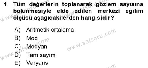 Veri Analizi Ve Değerlendirme Dersi 2022 - 2023 Yılı Yaz Okulu Sınavı 1. Soru