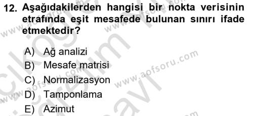 Veri Analizi Ve Değerlendirme Dersi 2022 - 2023 Yılı Yaz Okulu Sınavı 12. Soru