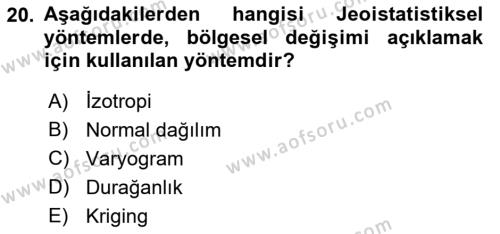 Veri Analizi Ve Değerlendirme Dersi 2022 - 2023 Yılı Yaz Okulu Sınavı 20. Soru