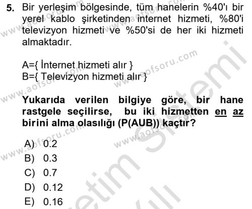 Veri Analizi Ve Değerlendirme Dersi 2022 - 2023 Yılı Yaz Okulu Sınavı 5. Soru