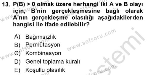 Veri Analizi Ve Değerlendirme Dersi 2023 - 2024 Yılı (Vize) Ara Sınavı 13. Soru