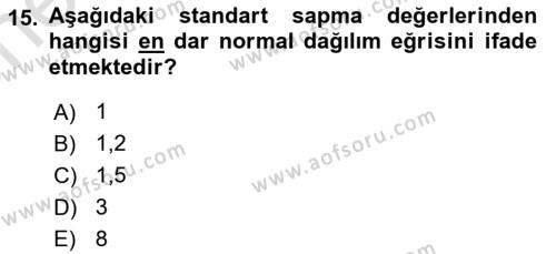 Veri Analizi Ve Değerlendirme Dersi 2023 - 2024 Yılı (Vize) Ara Sınavı 15. Soru