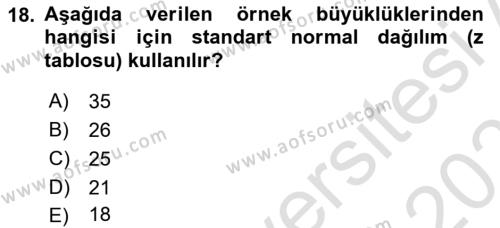 Veri Analizi Ve Değerlendirme Dersi 2023 - 2024 Yılı (Vize) Ara Sınavı 18. Soru