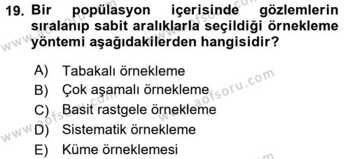 Veri Analizi Ve Değerlendirme Dersi 2023 - 2024 Yılı (Vize) Ara Sınavı 19. Soru