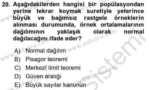 Veri Analizi Ve Değerlendirme Dersi 2023 - 2024 Yılı (Vize) Ara Sınavı 20. Soru