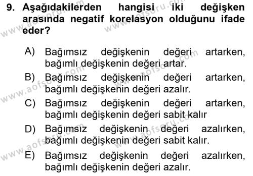 Veri Analizi Ve Değerlendirme Dersi 2023 - 2024 Yılı (Vize) Ara Sınavı 9. Soru