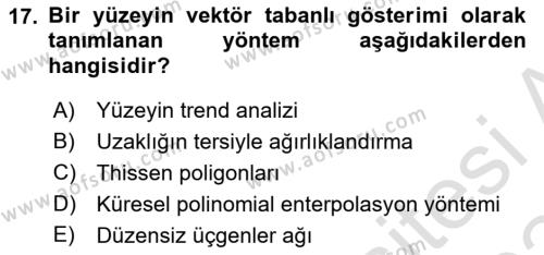 Veri Analizi Ve Değerlendirme Dersi 2023 - 2024 Yılı (Final) Dönem Sonu Sınavı 17. Soru