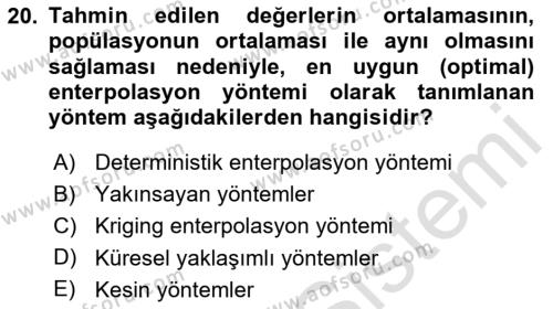 Veri Analizi Ve Değerlendirme Dersi 2023 - 2024 Yılı (Final) Dönem Sonu Sınavı 20. Soru