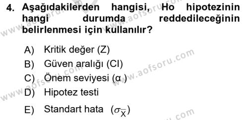 Veri Analizi Ve Değerlendirme Dersi 2023 - 2024 Yılı (Final) Dönem Sonu Sınavı 4. Soru