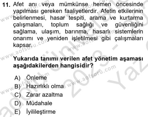 Veri Analizi Ve Değerlendirme Dersi 2023 - 2024 Yılı Yaz Okulu Sınavı 11. Soru