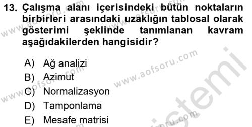 Veri Analizi Ve Değerlendirme Dersi 2023 - 2024 Yılı Yaz Okulu Sınavı 13. Soru