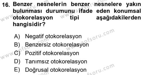 Veri Analizi Ve Değerlendirme Dersi 2023 - 2024 Yılı Yaz Okulu Sınavı 16. Soru