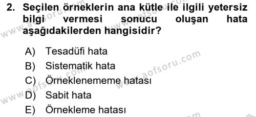 Veri Analizi Ve Değerlendirme Dersi 2023 - 2024 Yılı Yaz Okulu Sınavı 2. Soru