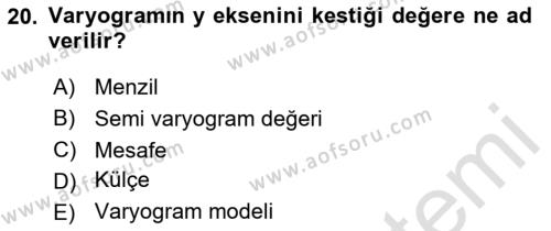 Veri Analizi Ve Değerlendirme Dersi 2023 - 2024 Yılı Yaz Okulu Sınavı 20. Soru