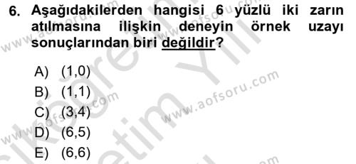 Veri Analizi Ve Değerlendirme Dersi 2023 - 2024 Yılı Yaz Okulu Sınavı 6. Soru