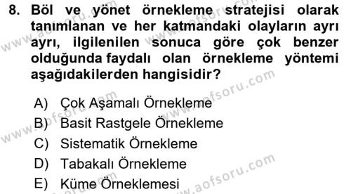 Veri Analizi Ve Değerlendirme Dersi 2023 - 2024 Yılı Yaz Okulu Sınavı 8. Soru