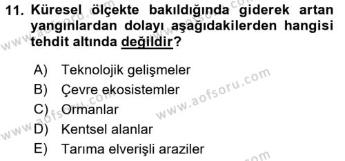 Sürdürülebilir Kentsel Dayanıklılık Dersi 2022 - 2023 Yılı Yaz Okulu Sınavı 11. Soru