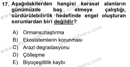 Sürdürülebilir Kentsel Dayanıklılık Dersi 2022 - 2023 Yılı Yaz Okulu Sınavı 17. Soru