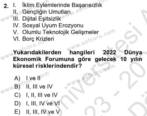 Sürdürülebilir Kentsel Dayanıklılık Dersi 2023 - 2024 Yılı (Vize) Ara Sınavı 2. Soru