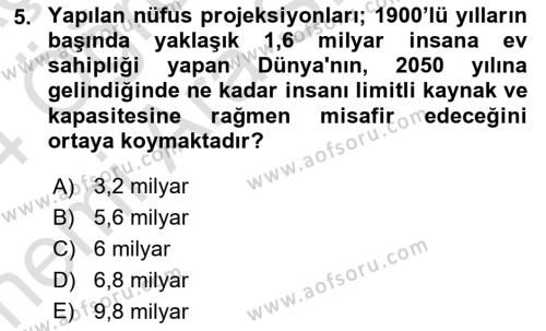 Sürdürülebilir Kentsel Dayanıklılık Dersi 2023 - 2024 Yılı (Vize) Ara Sınavı 5. Soru