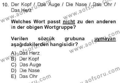 Almanca 1 Dersi 2012 - 2013 Yılı Tek Ders Sınavı 10. Soru