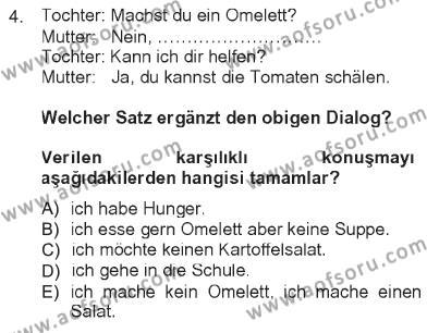 Almanca 1 Dersi 2012 - 2013 Yılı Tek Ders Sınavı 4. Soru
