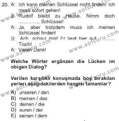 Almanca 2 Dersi 2012 - 2013 Yılı Tek Ders Sınavı 20. Soru