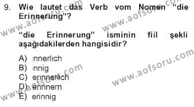 Almanca 2 Dersi 2012 - 2013 Yılı Tek Ders Sınavı 9. Soru
