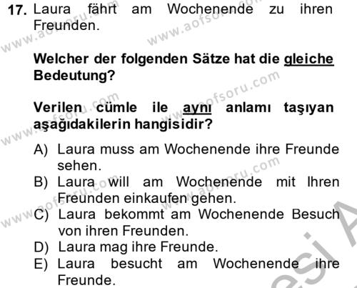 Almanca 2 Dersi 2013 - 2014 Yılı (Vize) Ara Sınavı 17. Soru