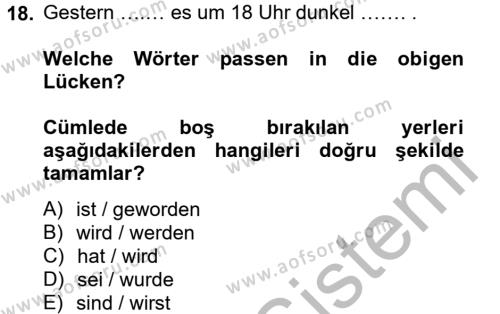 Almanca 2 Dersi 2014 - 2015 Yılı (Vize) Ara Sınavı 18. Soru