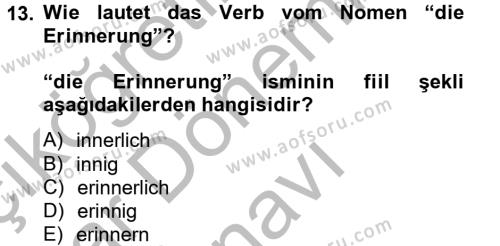Almanca 2 Dersi 2014 - 2015 Yılı (Final) Dönem Sonu Sınavı 13. Soru