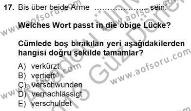 Turizm İçin Almanca 1 Dersi 2012 - 2013 Yılı (Final) Dönem Sonu Sınavı 17. Soru