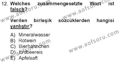 Almanca 1 Dersi 2012 - 2013 Yılı Tek Ders Sınavı 12. Soru