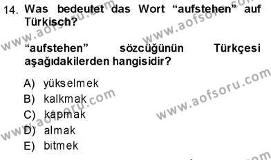 Almanca 1 Dersi 2013 - 2014 Yılı (Vize) Ara Sınavı 14. Soru