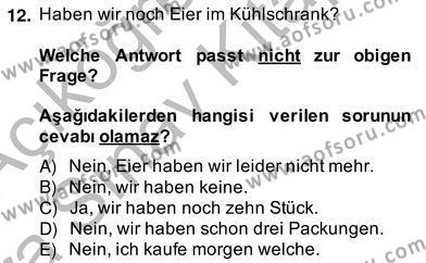 Almanca 2 Dersi 2012 - 2013 Yılı (Vize) Ara Sınavı 12. Soru