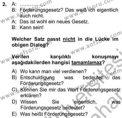 Almanca 2 Dersi 2012 - 2013 Yılı (Vize) Ara Sınavı 2. Soru