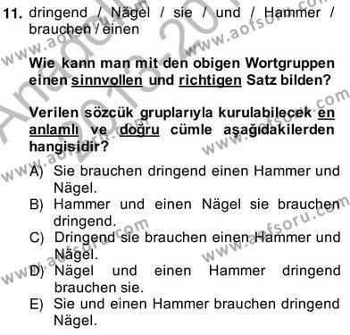 Almanca 2 Dersi 2013 - 2014 Yılı (Vize) Ara Sınavı 11. Soru